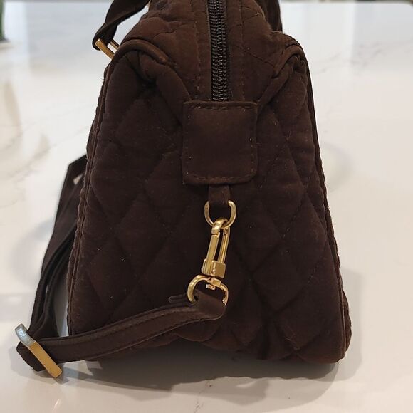Vera Bradley Boston Expresso Brown Quilted Satchel/Crossbody Bag - Picture 4 of 10